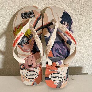 NEW Havaianas Men Size 6/7 Womens 7/8 Naruto Top Flip Flops Sandals Beige